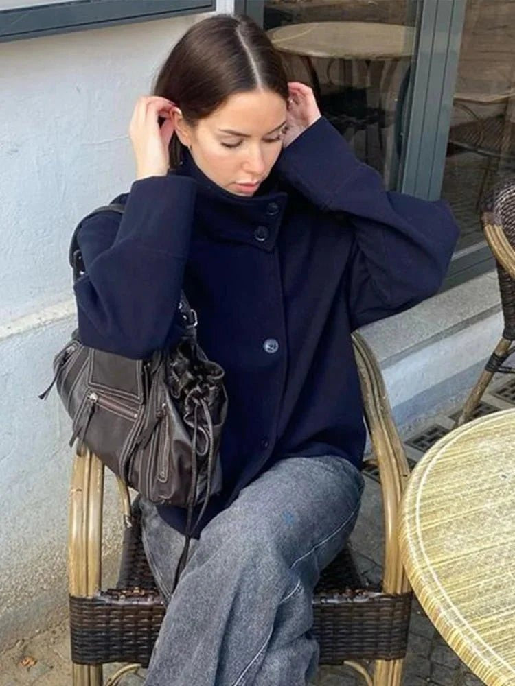 Pea Coat - Korte relaxte damesjas met opstaande kraag-Boutique Moda