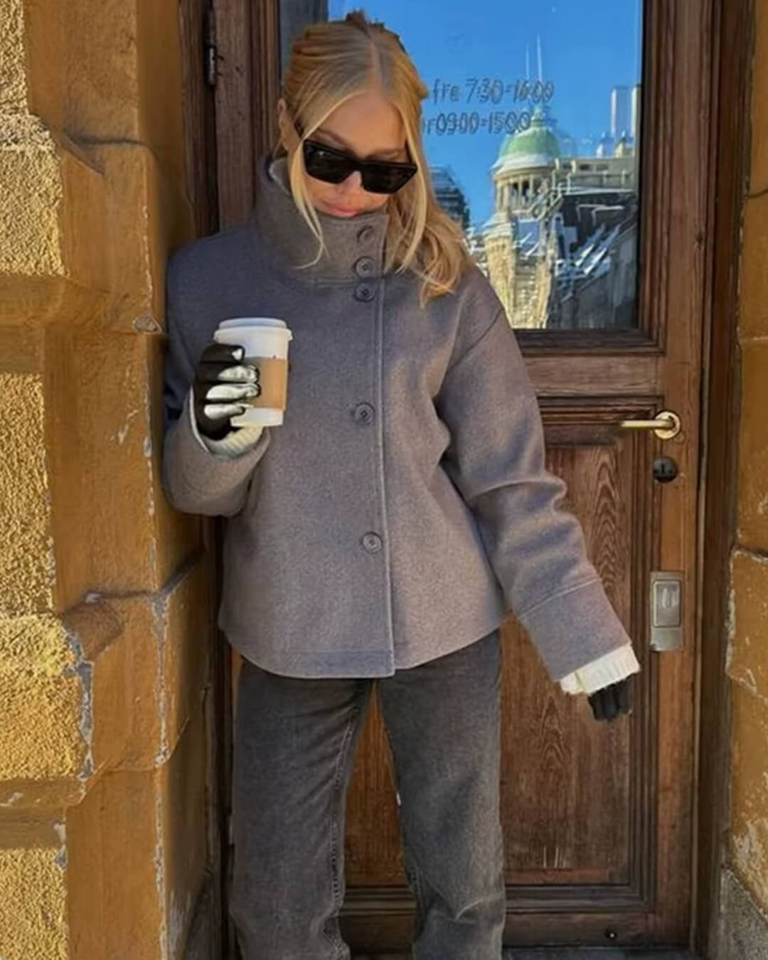 Pea Coat - Korte relaxte damesjas met opstaande kraag-Boutique Moda