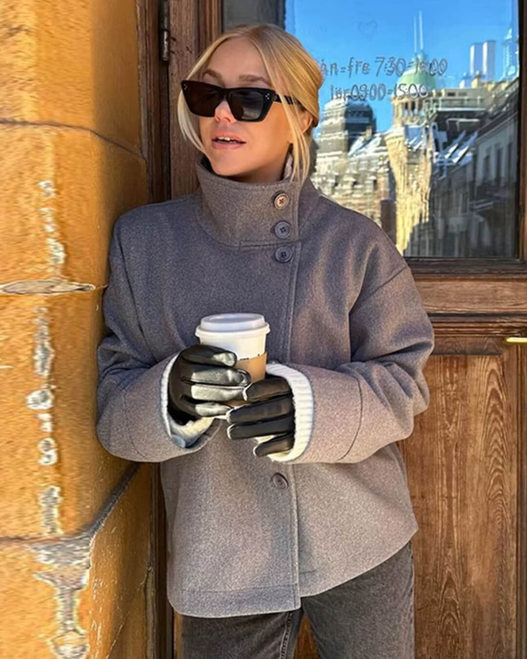 Pea Coat - Korte relaxte damesjas met opstaande kraag-Boutique Moda