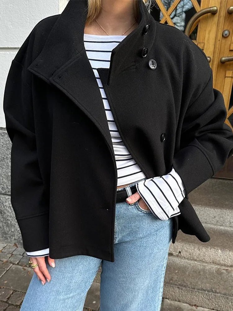 Pea Coat - Korte relaxte damesjas met opstaande kraag-Boutique Moda