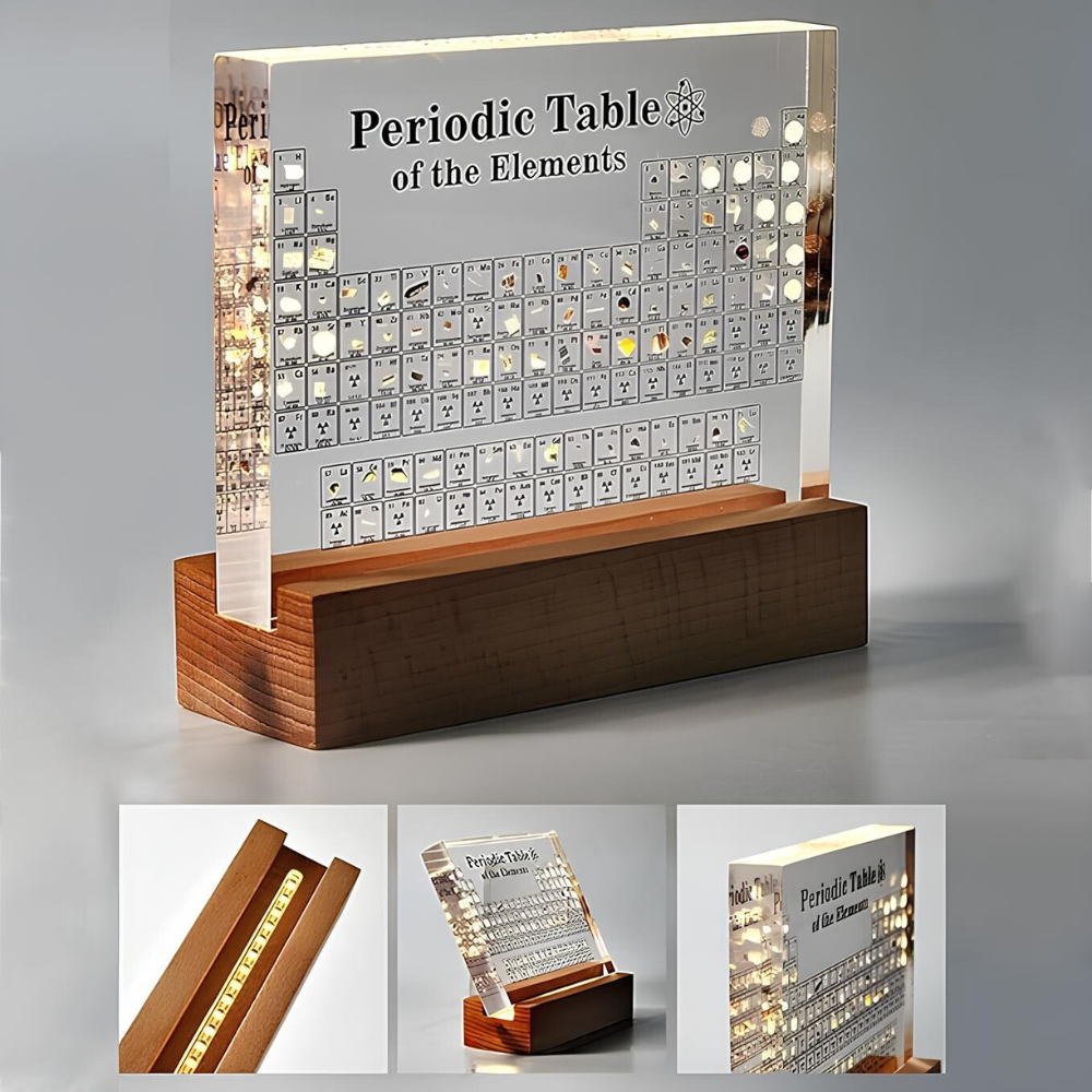 Periodiek systeem der elementen | 83 Elementen | Licht | Periodiek systeem met echte elementen | Home Decor-Boutique Moda