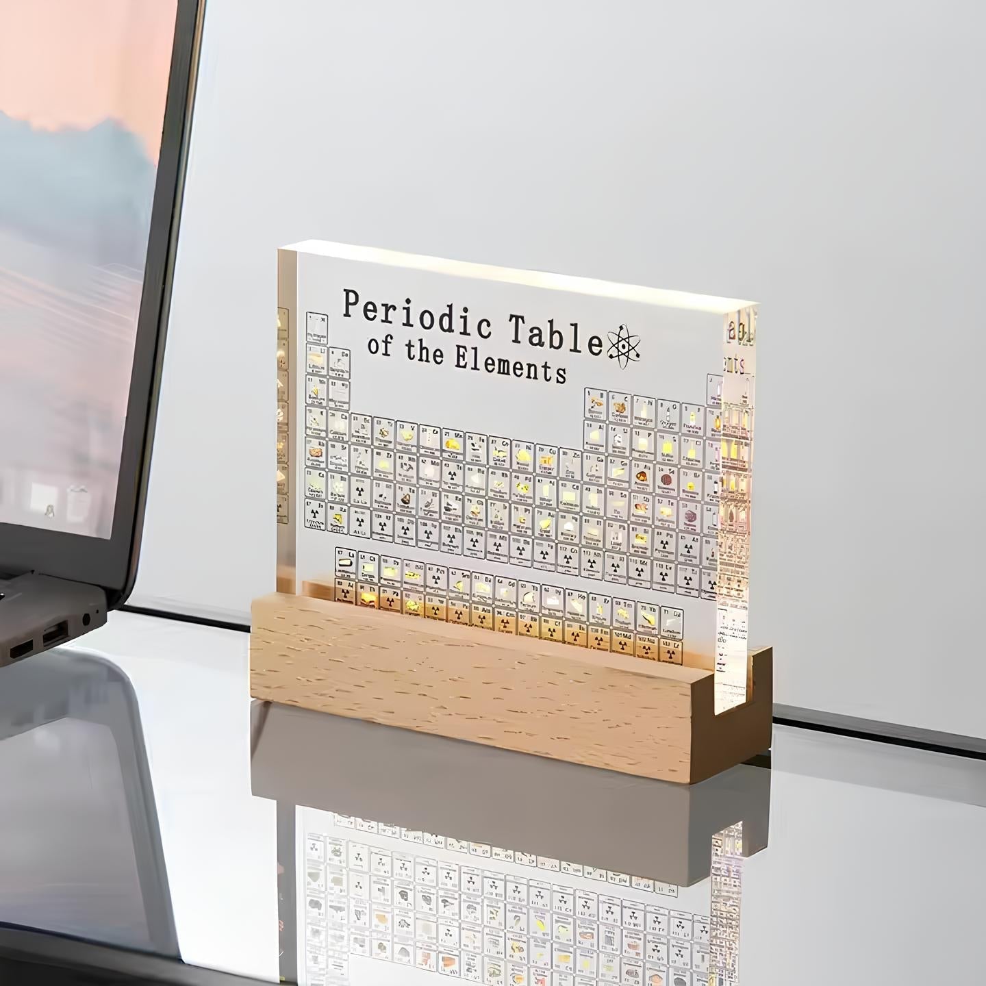 Periodiek systeem der elementen | 83 Elementen | Licht | Periodiek systeem met echte elementen | Home Decor-Boutique Moda