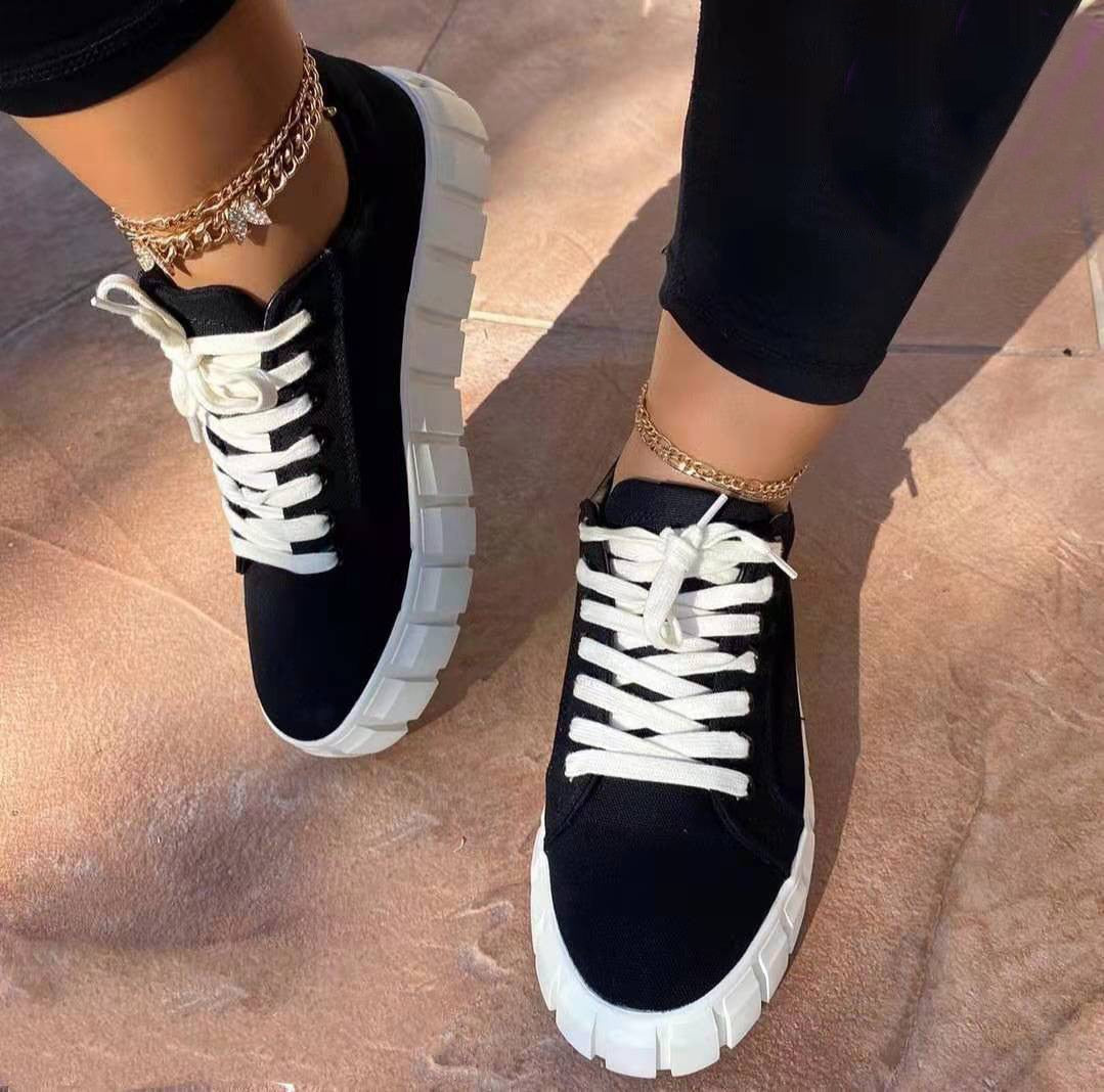 Plateau Sneakers - Veterschoenen - Dikke Zool - Orthopedische Schoenen - Damesschoenen-Boutique Moda