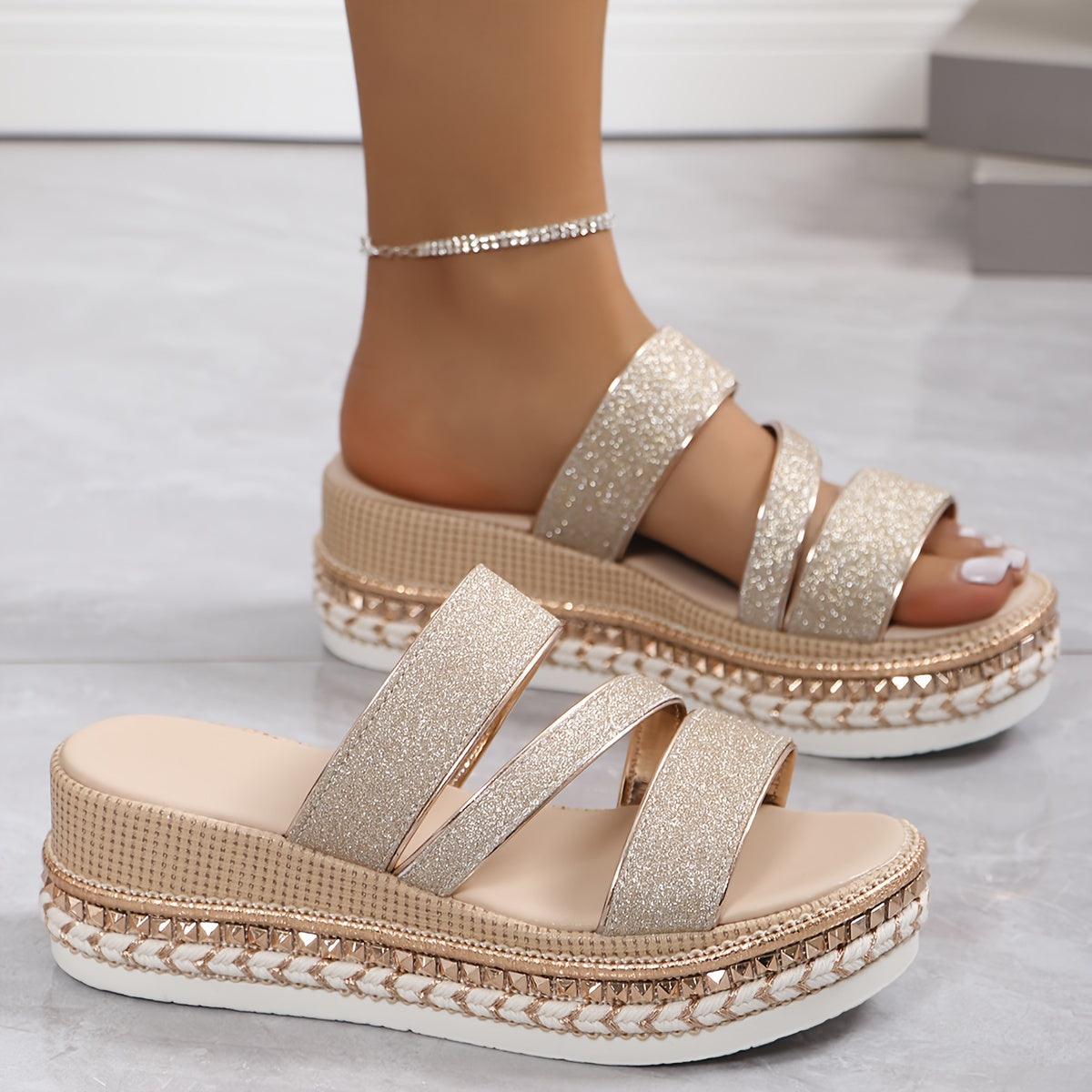 Platform Sandalen - Slip-On - Chic - Zomerschoenen - Damessandalen-Boutique Moda