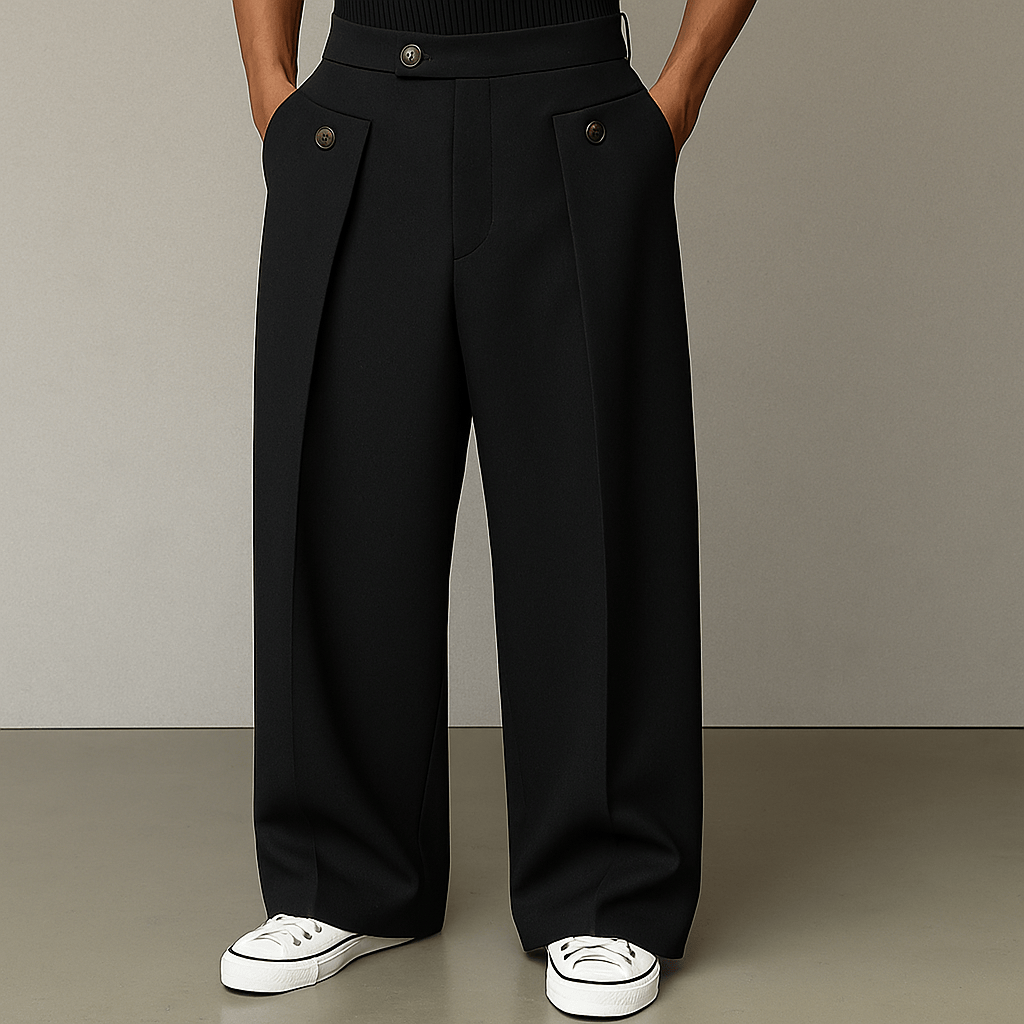 Plissébroek – Losse pasvorm – Business casual – Broek met wijde pijpen – Herenbroek-Boutique Moda