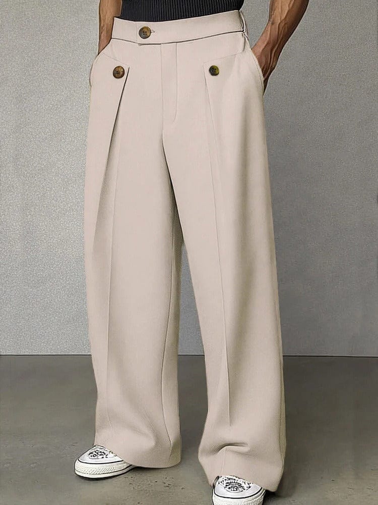 Plissébroek – Losse pasvorm – Business casual – Broek met wijde pijpen – Herenbroek-Boutique Moda