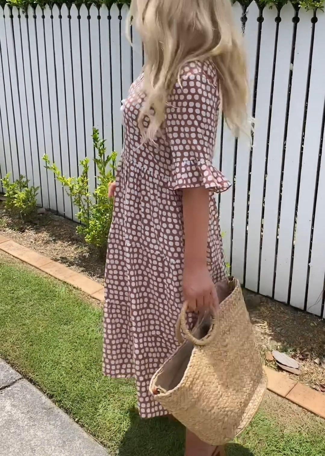 Polka Dot Jurk | Korte Mouwen | Los Model | Midi Jurk | Zomer Jurk-Boutique Moda