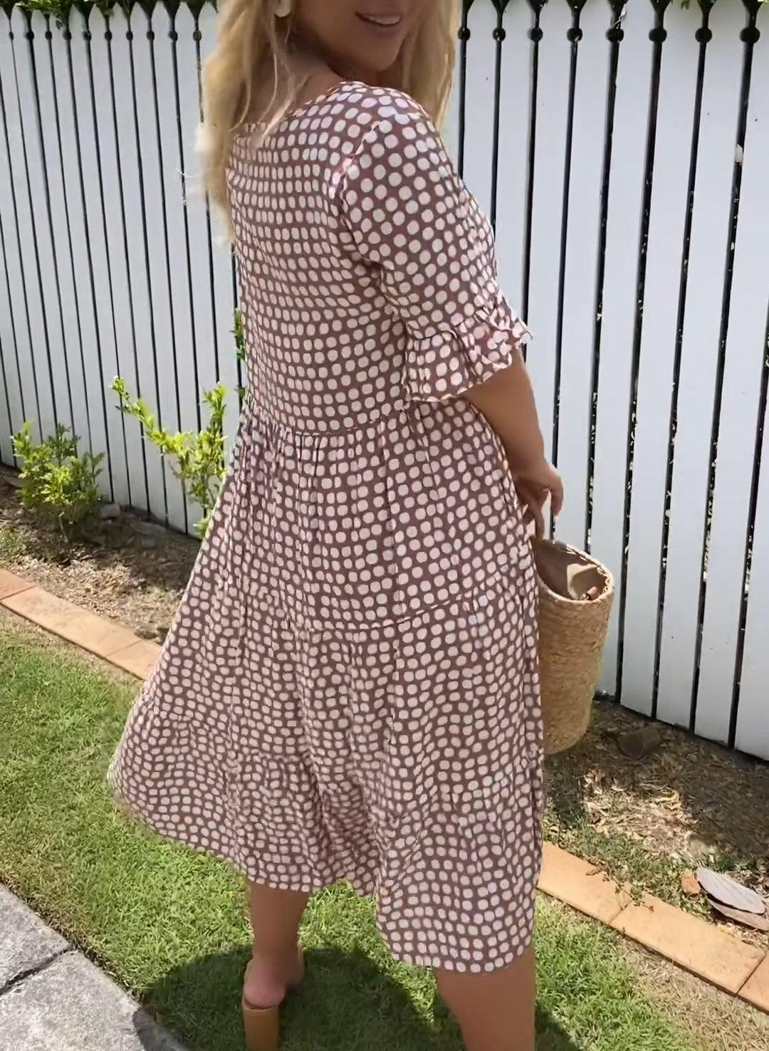 Polka Dot Jurk | Korte Mouwen | Los Model | Midi Jurk | Zomer Jurk-Boutique Moda