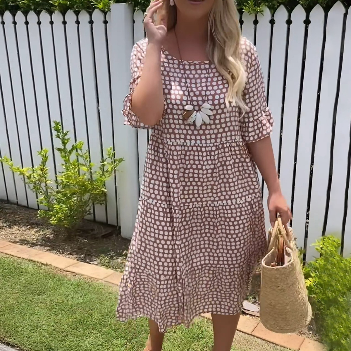 Polka Dot Jurk | Korte Mouwen | Los Model | Midi Jurk | Zomer Jurk-Boutique Moda