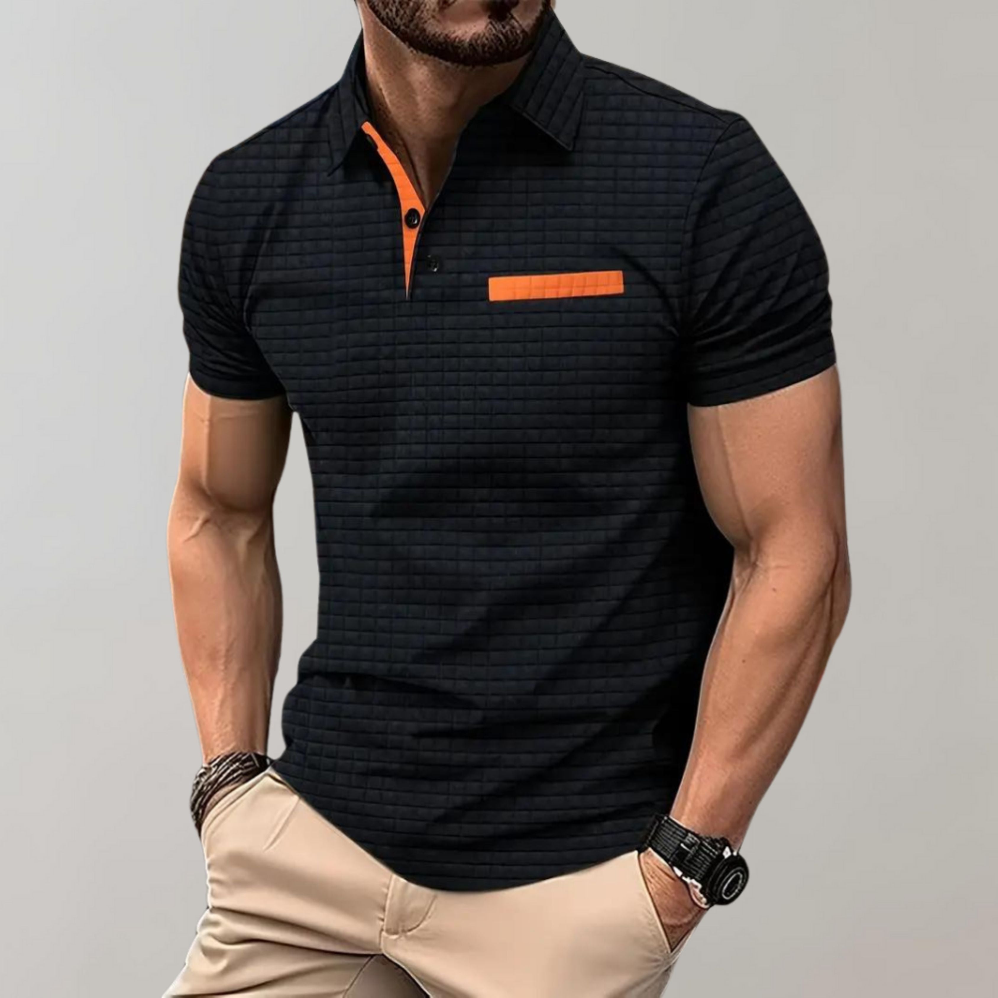 Polo T-shirt | Knoopsluiting | Borstzak | T-shirt met kraag | Polo's voor heren-Boutique Moda