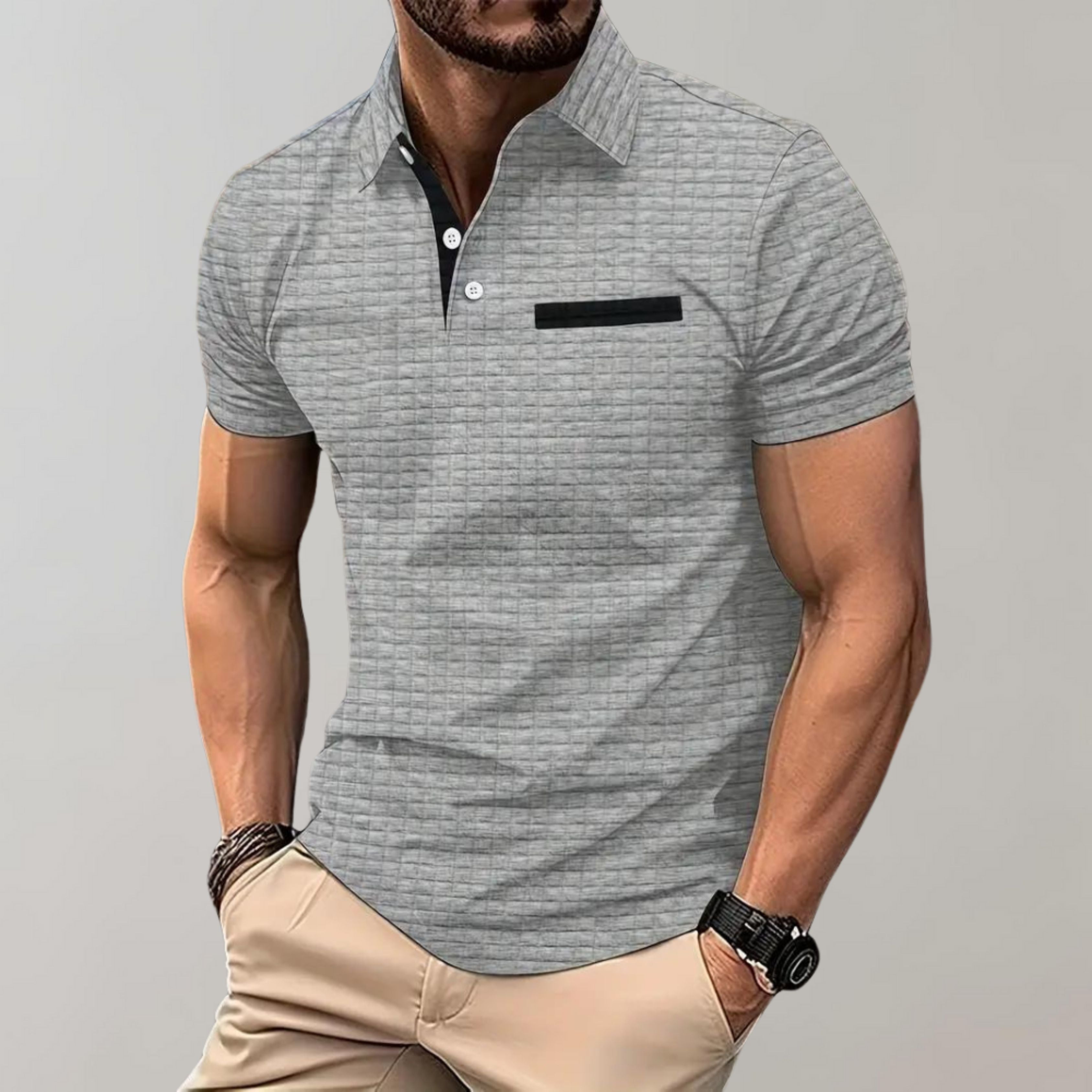 Polo T-shirt | Knoopsluiting | Borstzak | T-shirt met kraag | Polo's voor heren-Boutique Moda