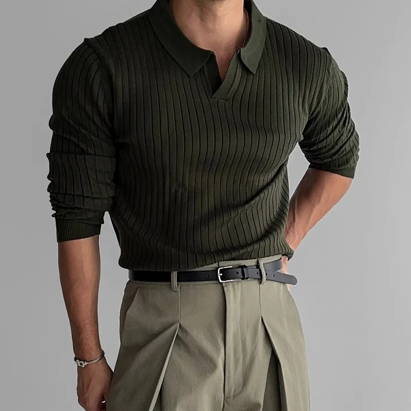 Polo trui - Geribd - V-hals - Poloshirt - Heren trui met kraag-Boutique Moda