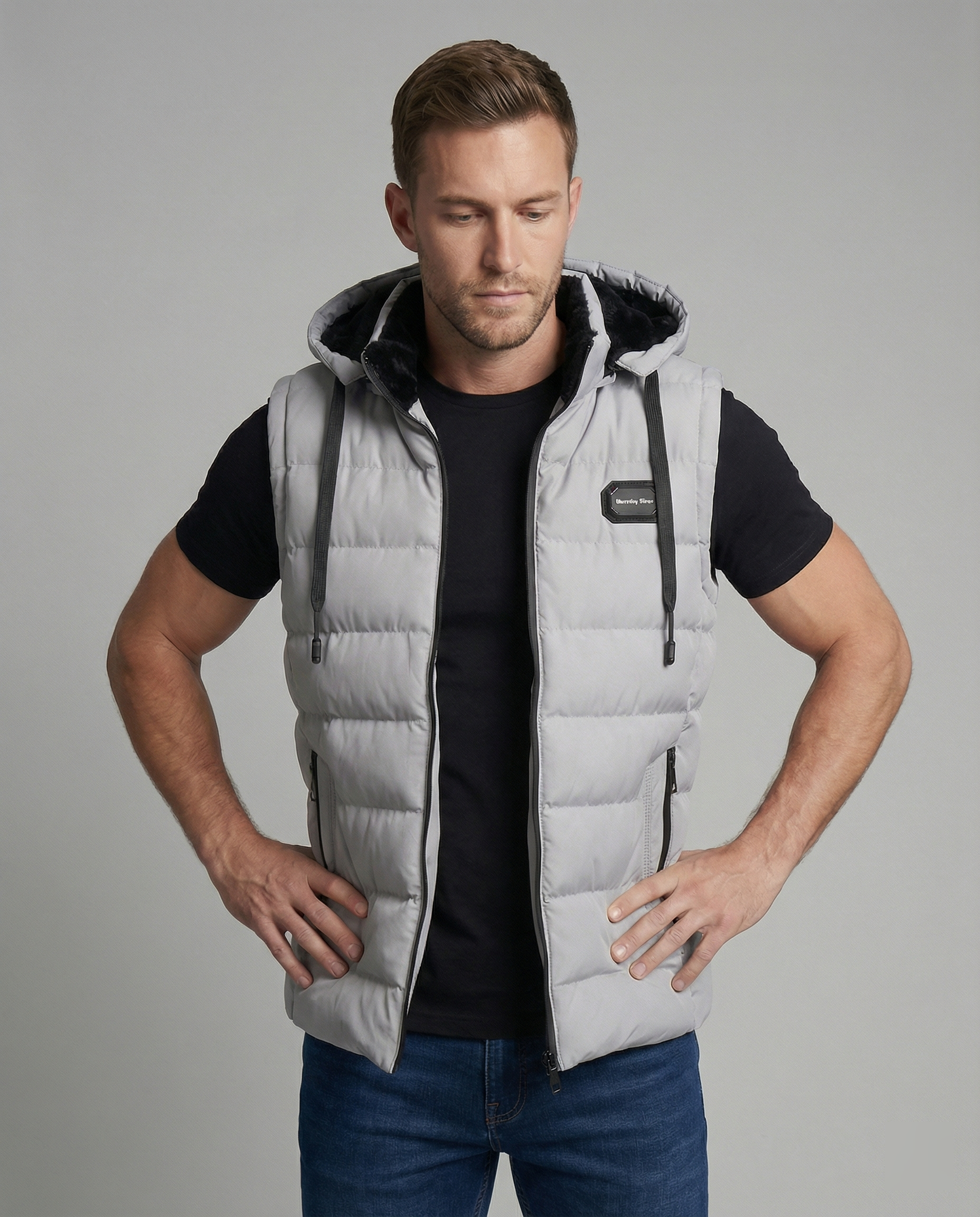 Puffervest - Met capuchon - Met rits - Bodywarmer - Herenvest-Boutique Moda