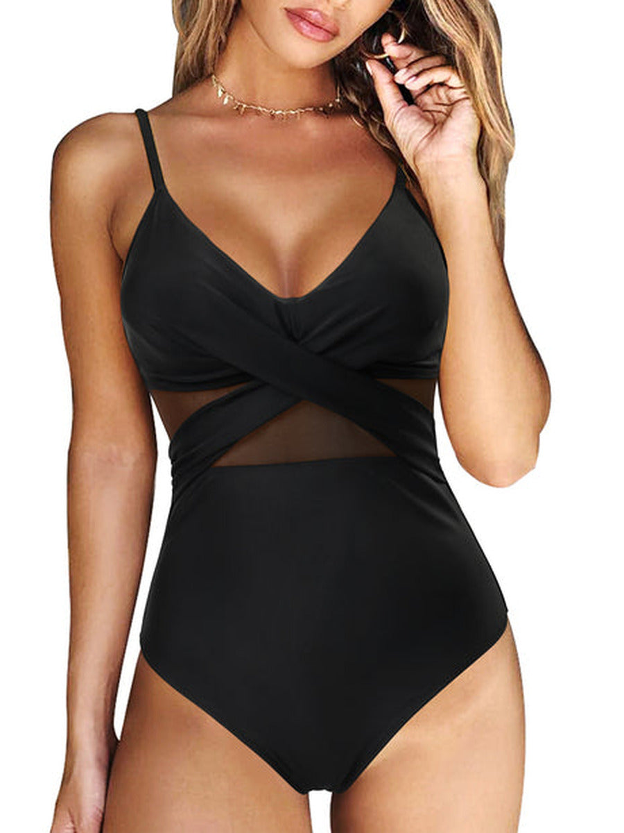 Push-up Zwempak - Zwart eendelig zwempak voor dames-Boutique Moda