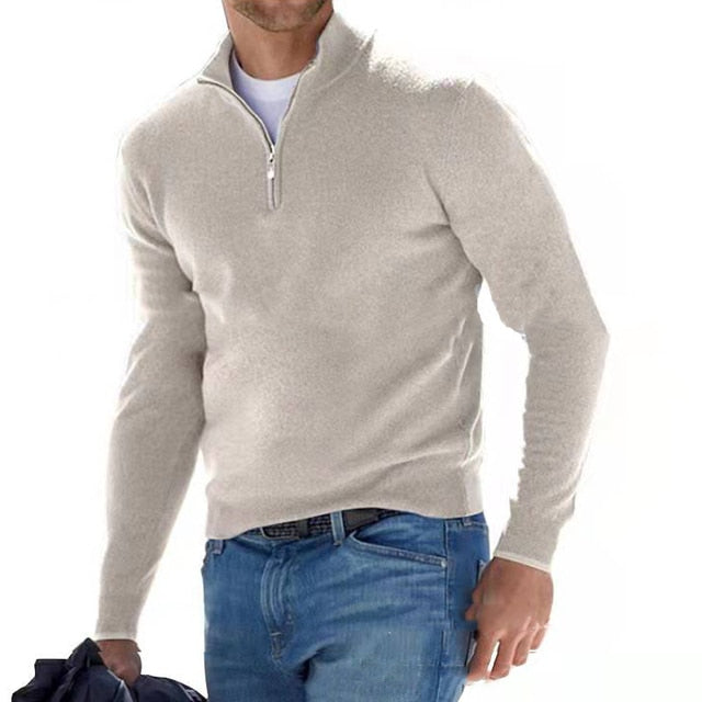 Quarter-Zip Jumper - Gebreide pullover met halve rits voor heren-Boutique Moda