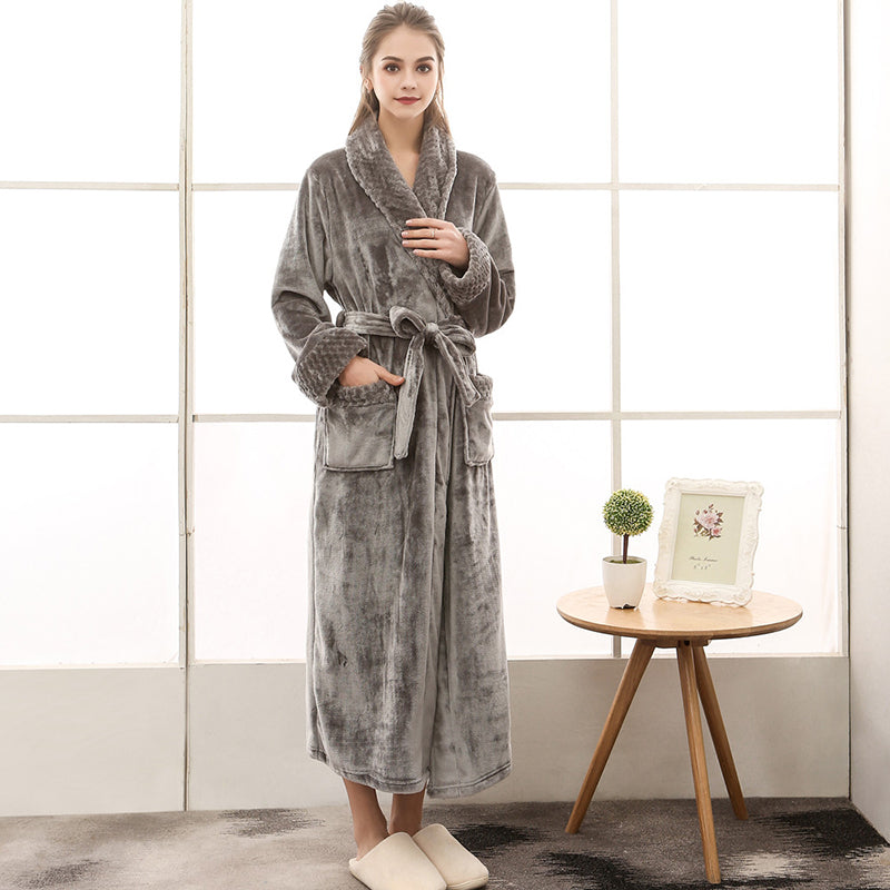 Quinna Long Bathrobe | Zachte en gezellige badjas die u warm houdt tijdens de kille winter.-Boutique Moda