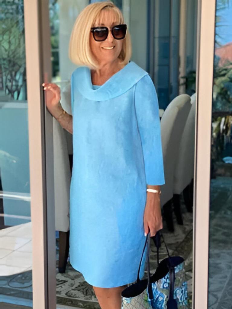 Reverskraag jurk | Lange mouwen | Losse pasvorm | Knie-lengte jurk | Zomerjurk-Boutique Moda