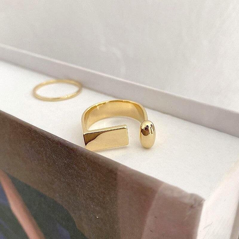 Ring Dames Goudkleurig | Verguld Verstelbaar | Minimalistisch Geometrisch-Boutique Moda