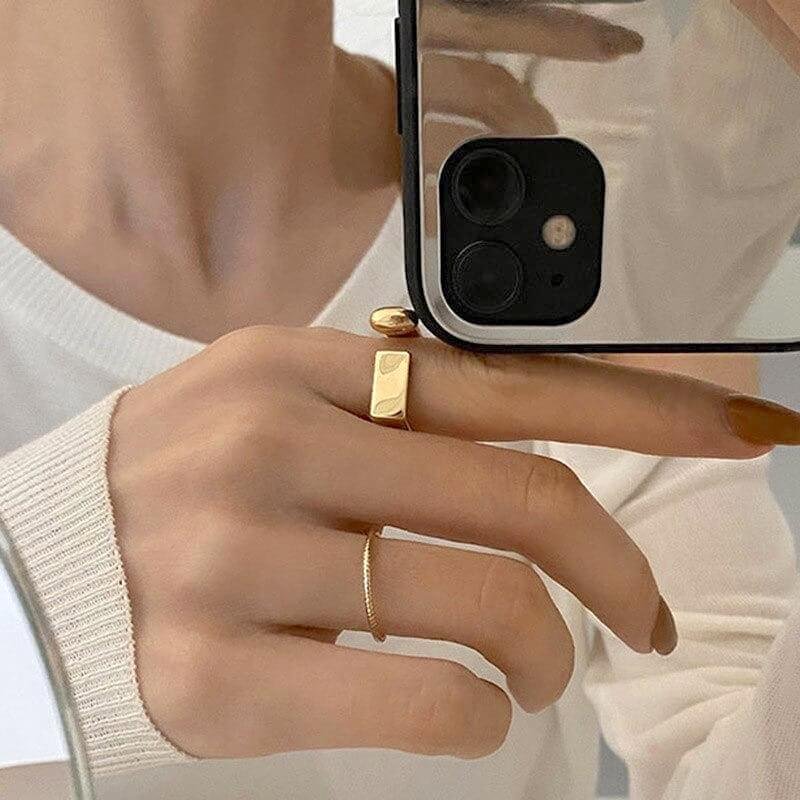 Ring Dames Goudkleurig | Verguld Verstelbaar | Minimalistisch Geometrisch-Boutique Moda