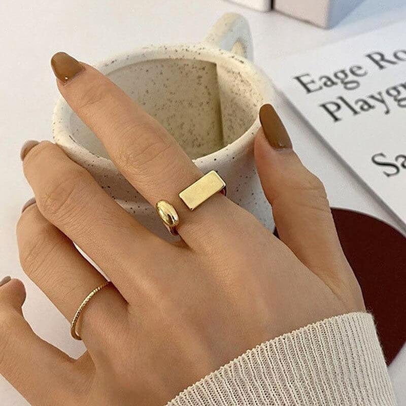 Ring Dames Goudkleurig | Verguld Verstelbaar | Minimalistisch Geometrisch-Boutique Moda