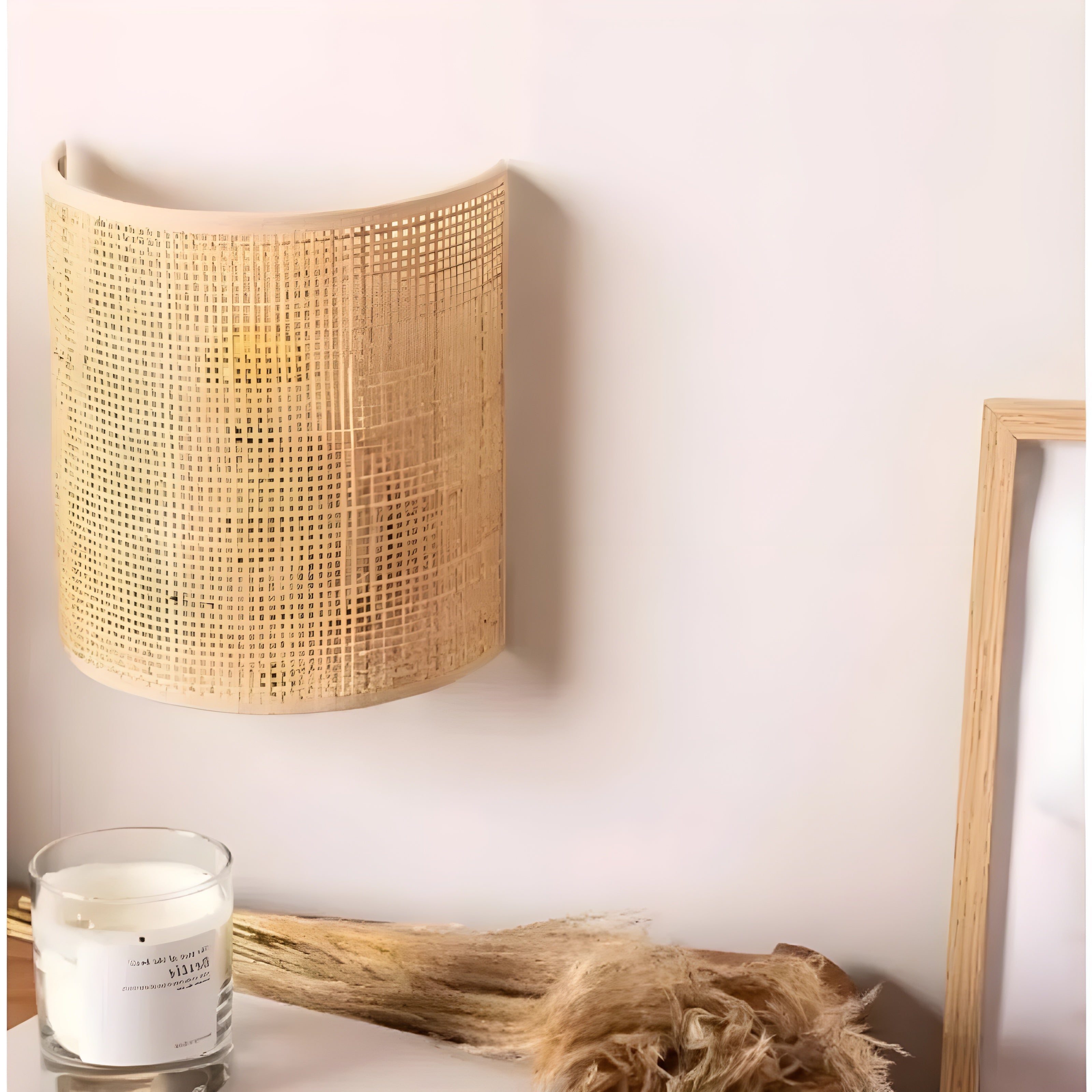 Rotan Lamp - LED Beige Rieten Rotan Wandlamp-Boutique Moda