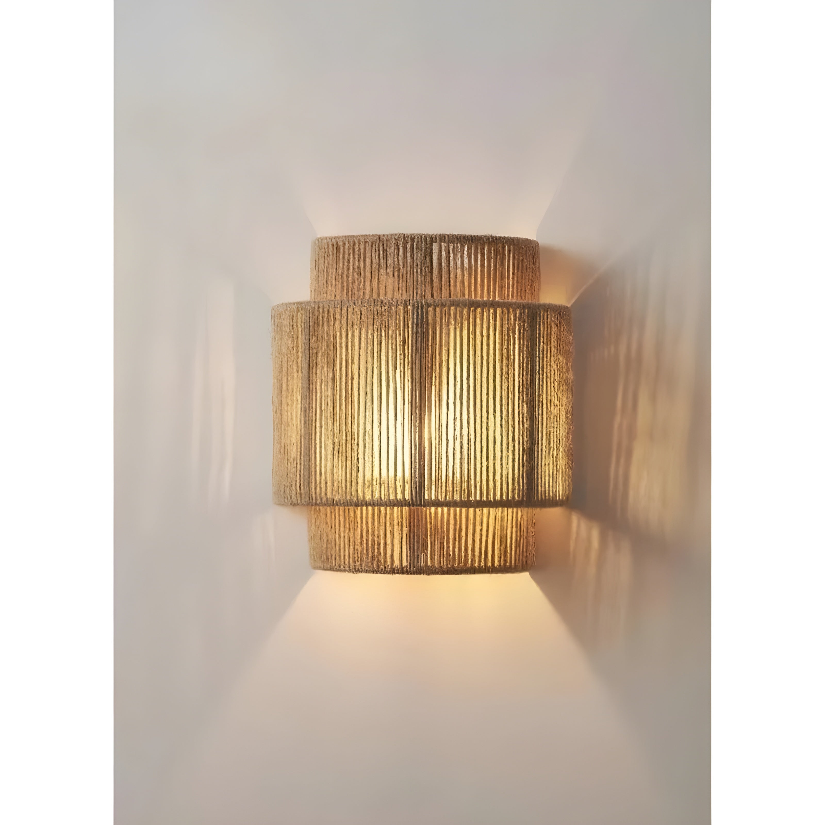 Rotan Lamp - LED Beige Rieten Rotan Wandlamp-Boutique Moda