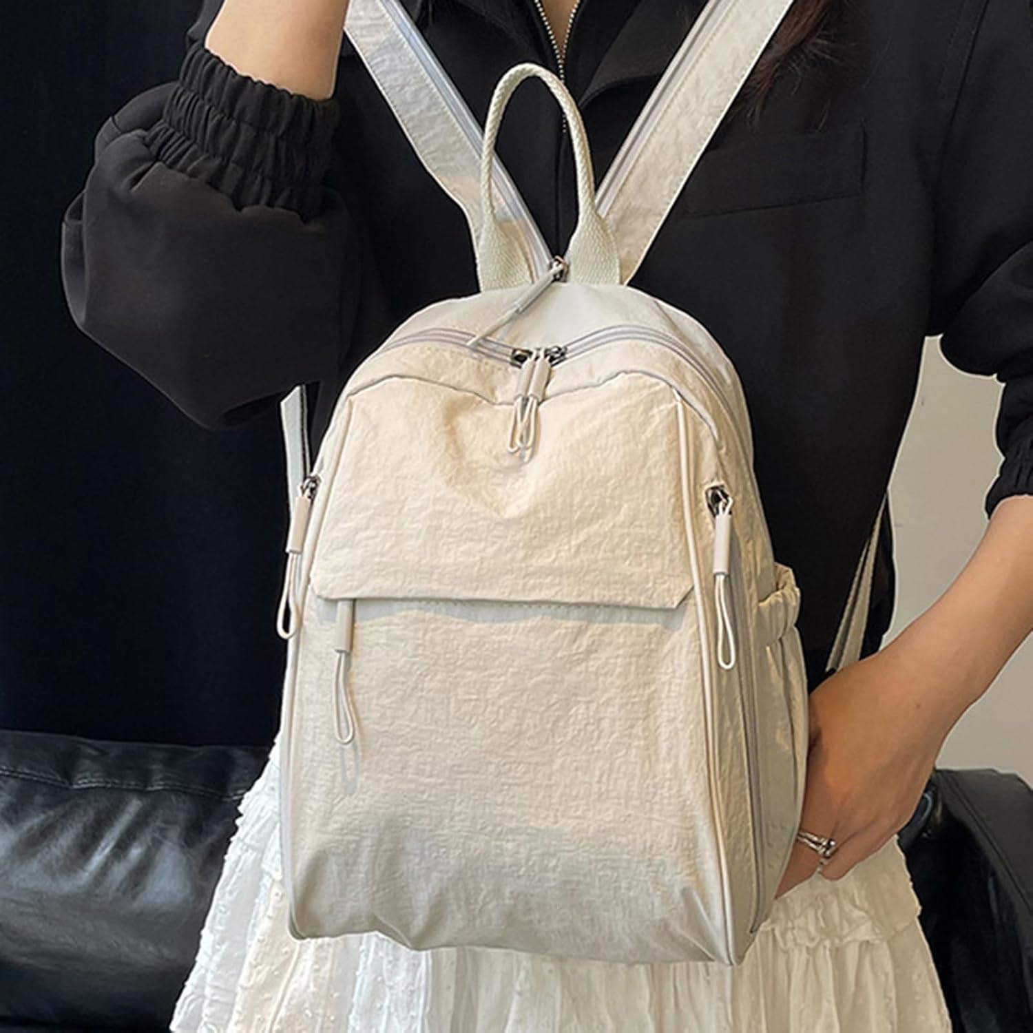 Rugzak | Waterdicht Nylon | Meerdere Vakken voor School en Reizen-Boutique Moda