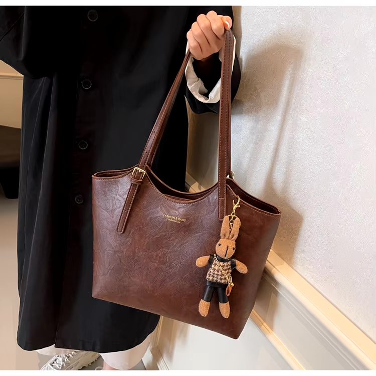 Rustic Edge | Vegan Leren Shopper | Ruime Vintage Schoudertas-Boutique Moda