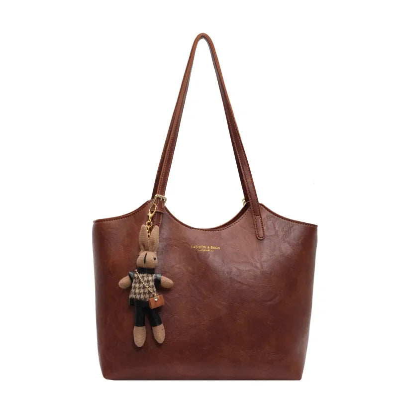 Rustic Edge | Vegan Leren Shopper | Ruime Vintage Schoudertas-Boutique Moda