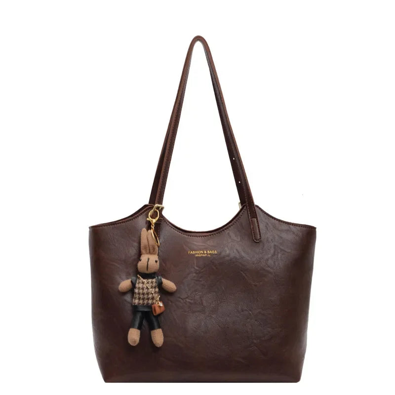 Rustic Edge | Vegan Leren Shopper | Ruime Vintage Schoudertas-Boutique Moda