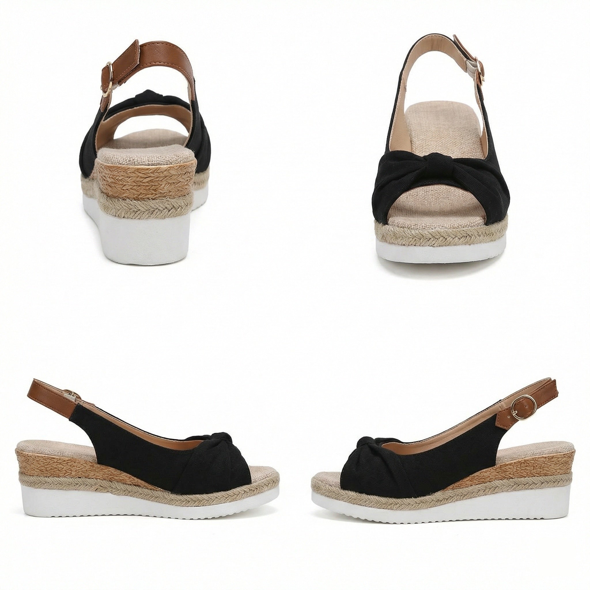 Sandalen met sleehak - Open teen - Verstelbare bandjes - Plateausandalen - Damessandalen-Boutique Moda