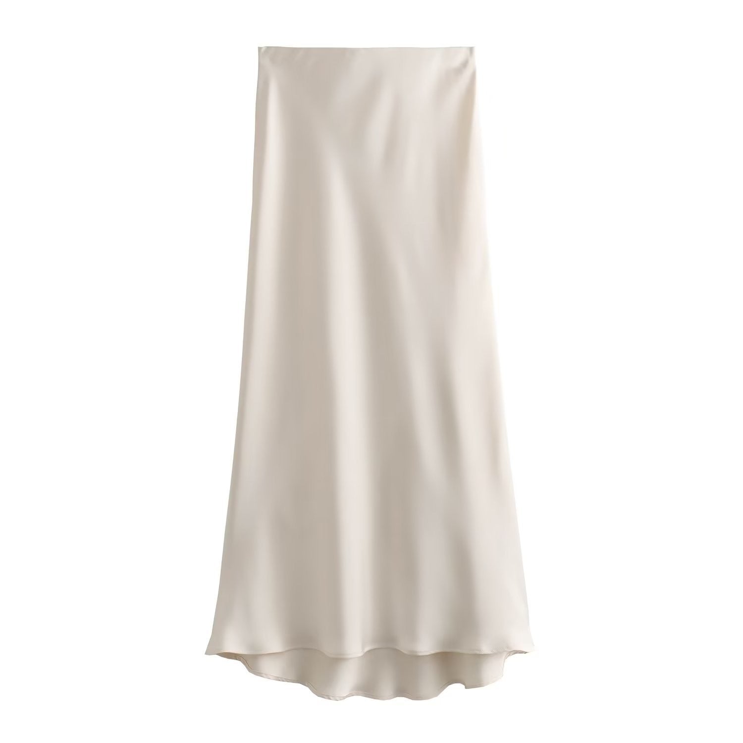 Satijnen Rok - Midi-rok van zijde en satijn met hoge taille voor dames-Boutique Moda