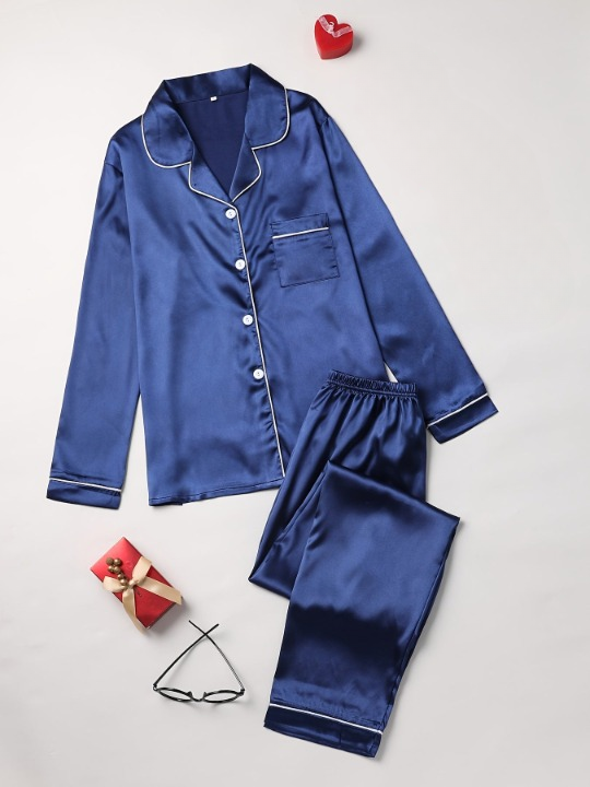 Satijnen pyjama | Lange mouw | Zijdezachte satijnen set-Boutique Moda