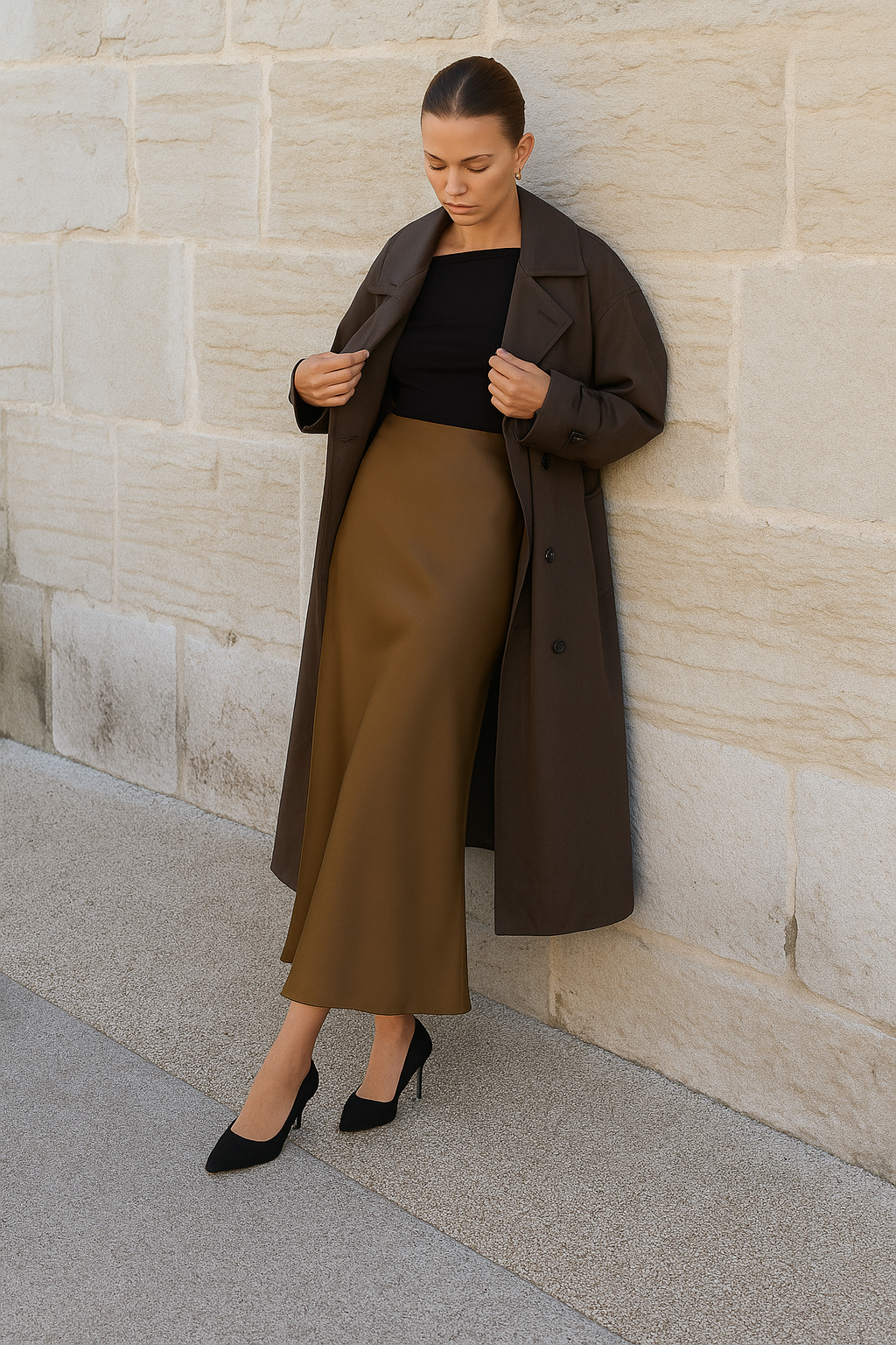 Satijnen rok - Soepel vallende lange maxirok voor dames-Boutique Moda