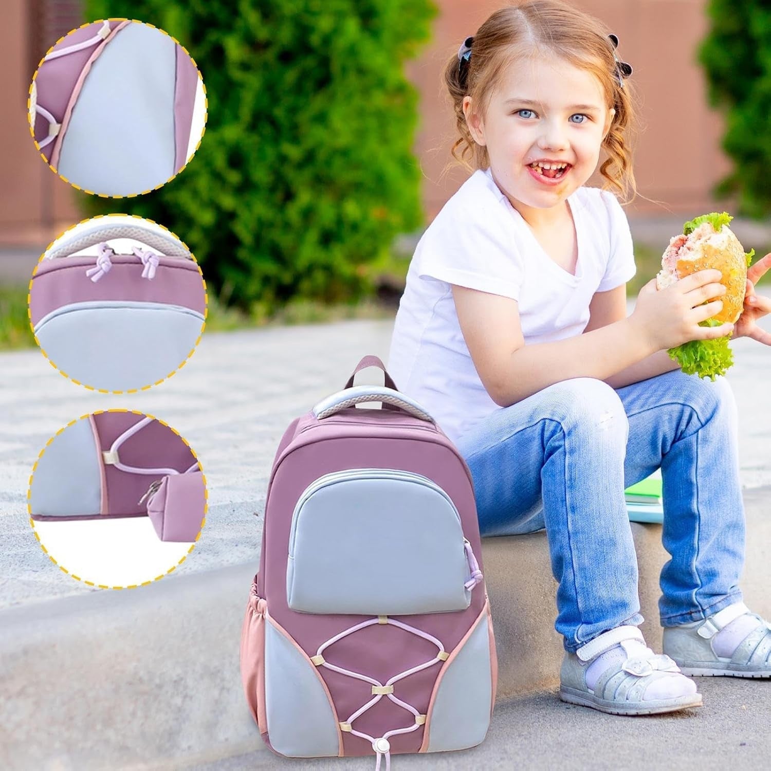 Schooltas | 4-Delige Rugzakset met Etui | Waterdicht Nylon-Boutique Moda