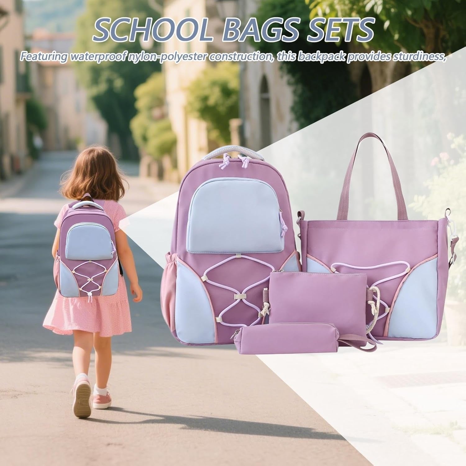 Schooltas | 4-Delige Rugzakset met Etui | Waterdicht Nylon-Boutique Moda