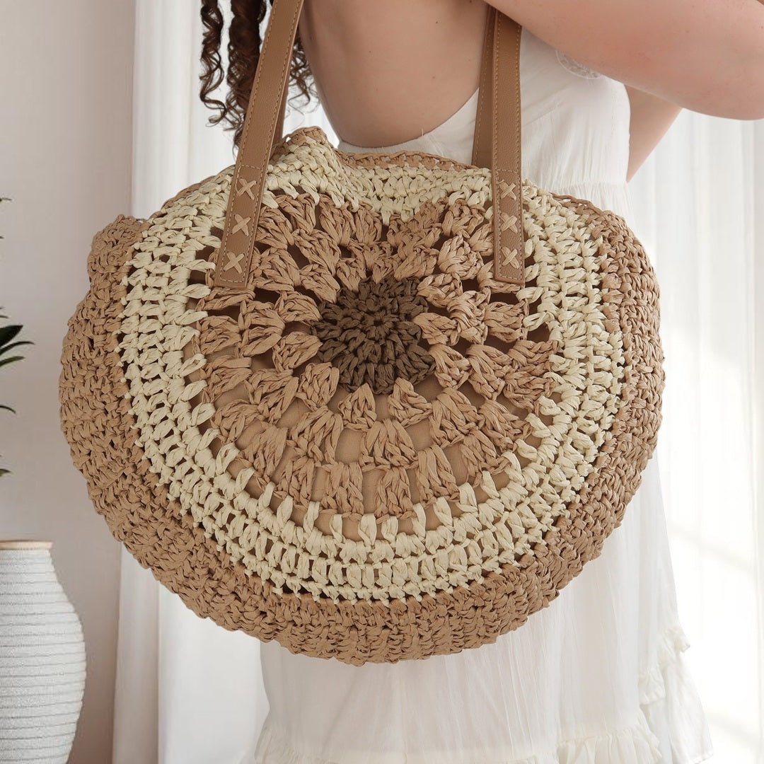 Schoudertas Dames | Gehaakt Rond Boho | Naturel of Blauw-Boutique Moda