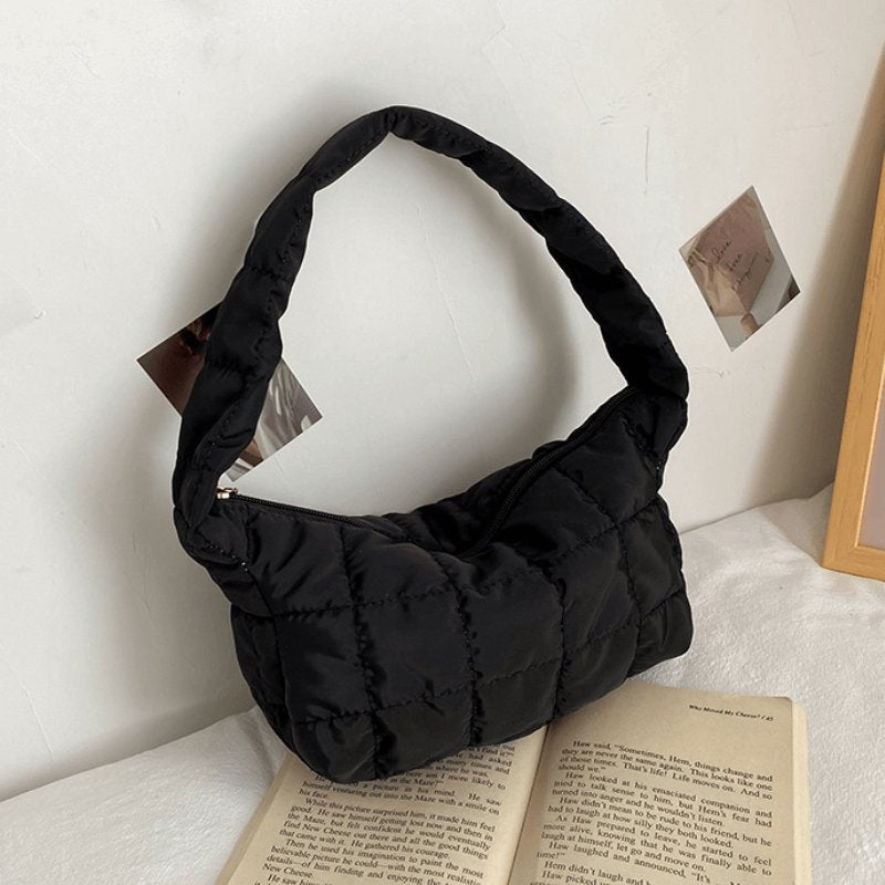 Schoudertasje Dames | Gewatteerd Puffer | Rits 23 cm-Boutique Moda