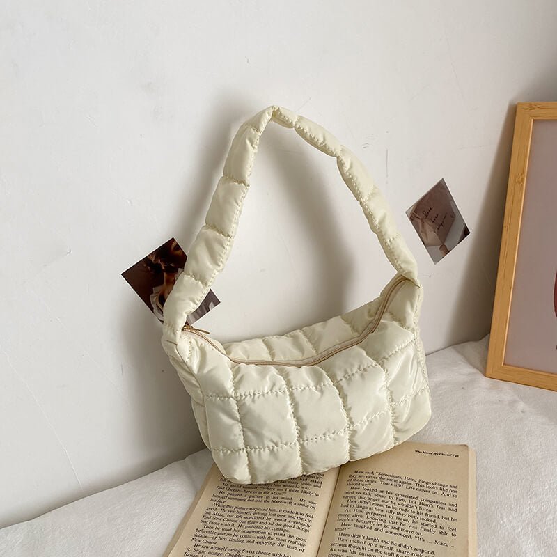 Schoudertasje Dames | Gewatteerd Puffer | Rits 23 cm-Boutique Moda