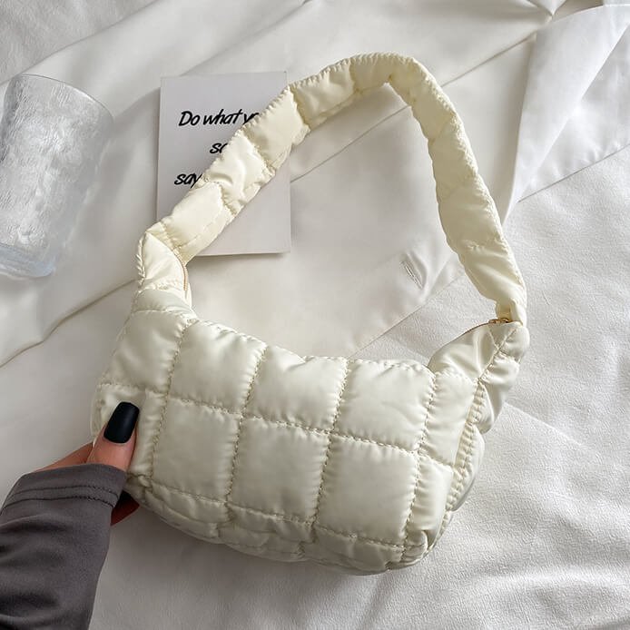 Schoudertasje Dames | Gewatteerd Puffer | Rits 23 cm-Boutique Moda