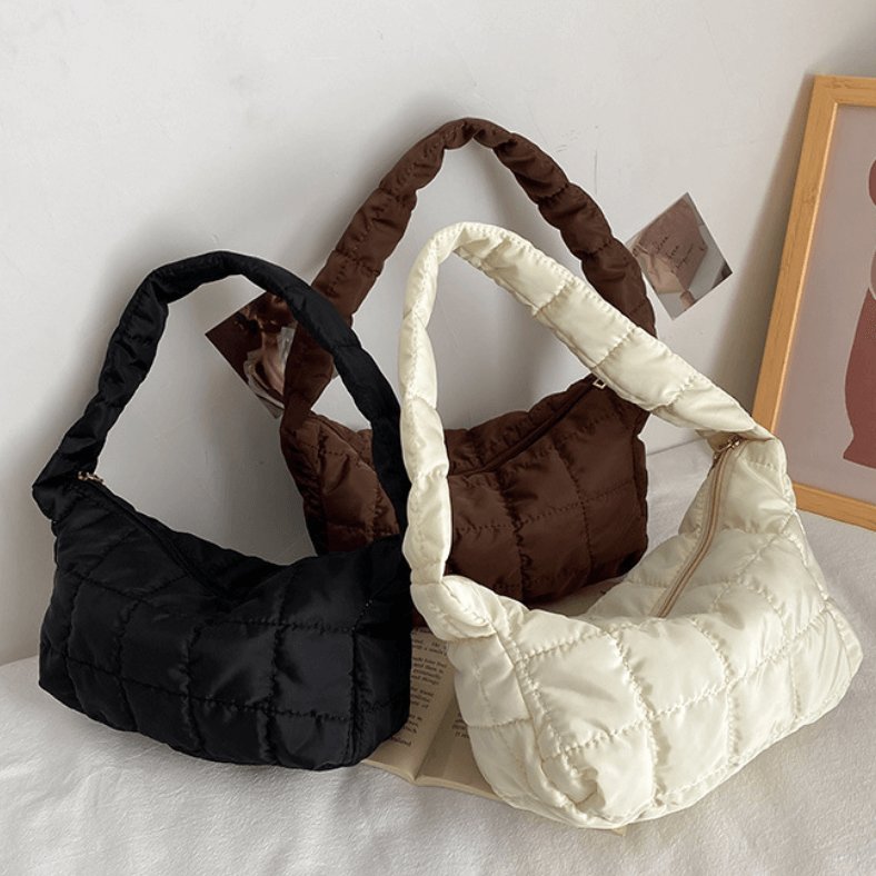 Schoudertasje Dames | Gewatteerd Puffer | Rits 23 cm-Boutique Moda