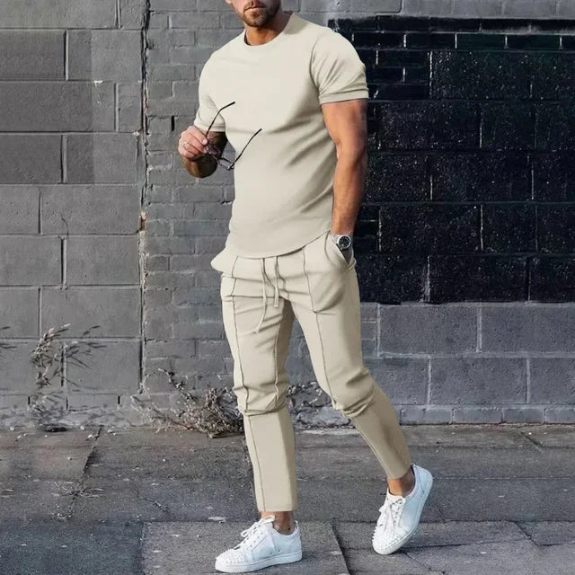 Set T-shirt en Joggers - Casual Slim Fit Tweedelige Heren Set-Boutique Moda