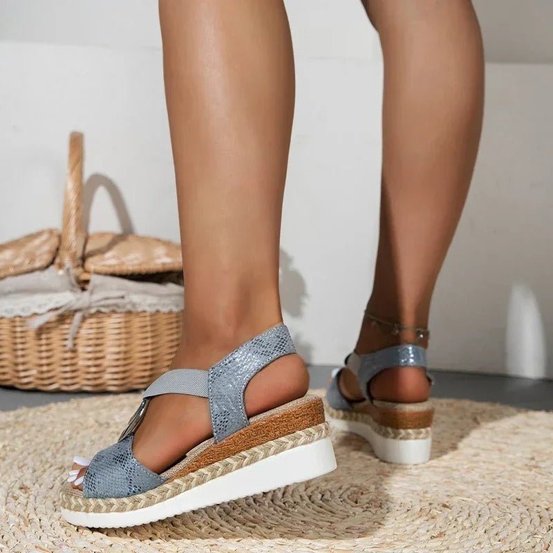 Sleehak Sandalen Dames: Espadrille Sandalen met Slangenprint-Boutique Moda