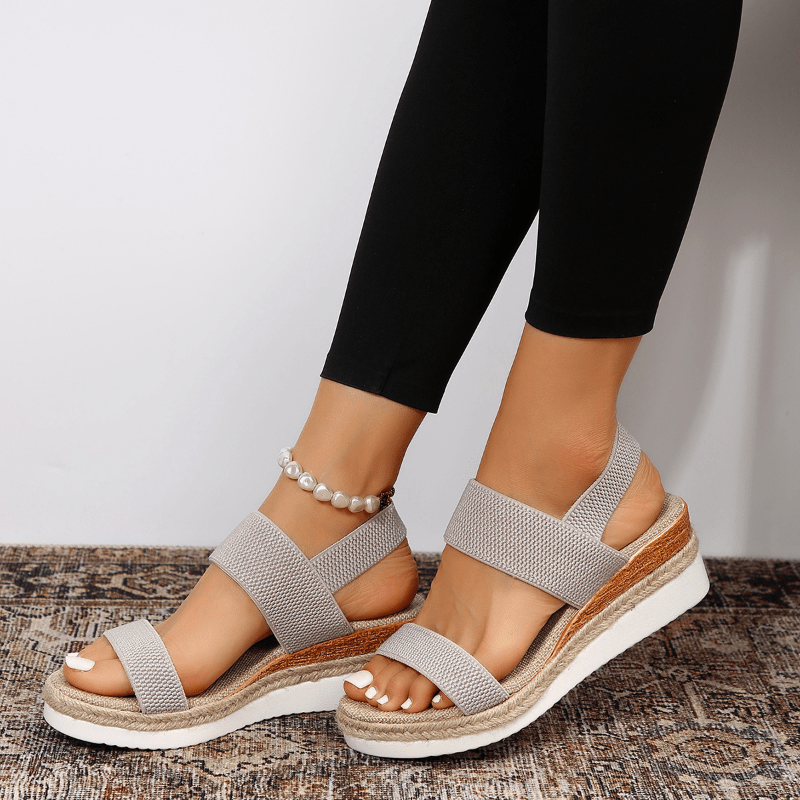 Sleehak Sandalen | Elastische Bandjes | Instapper | Plateausandalen | Dames-Boutique Moda