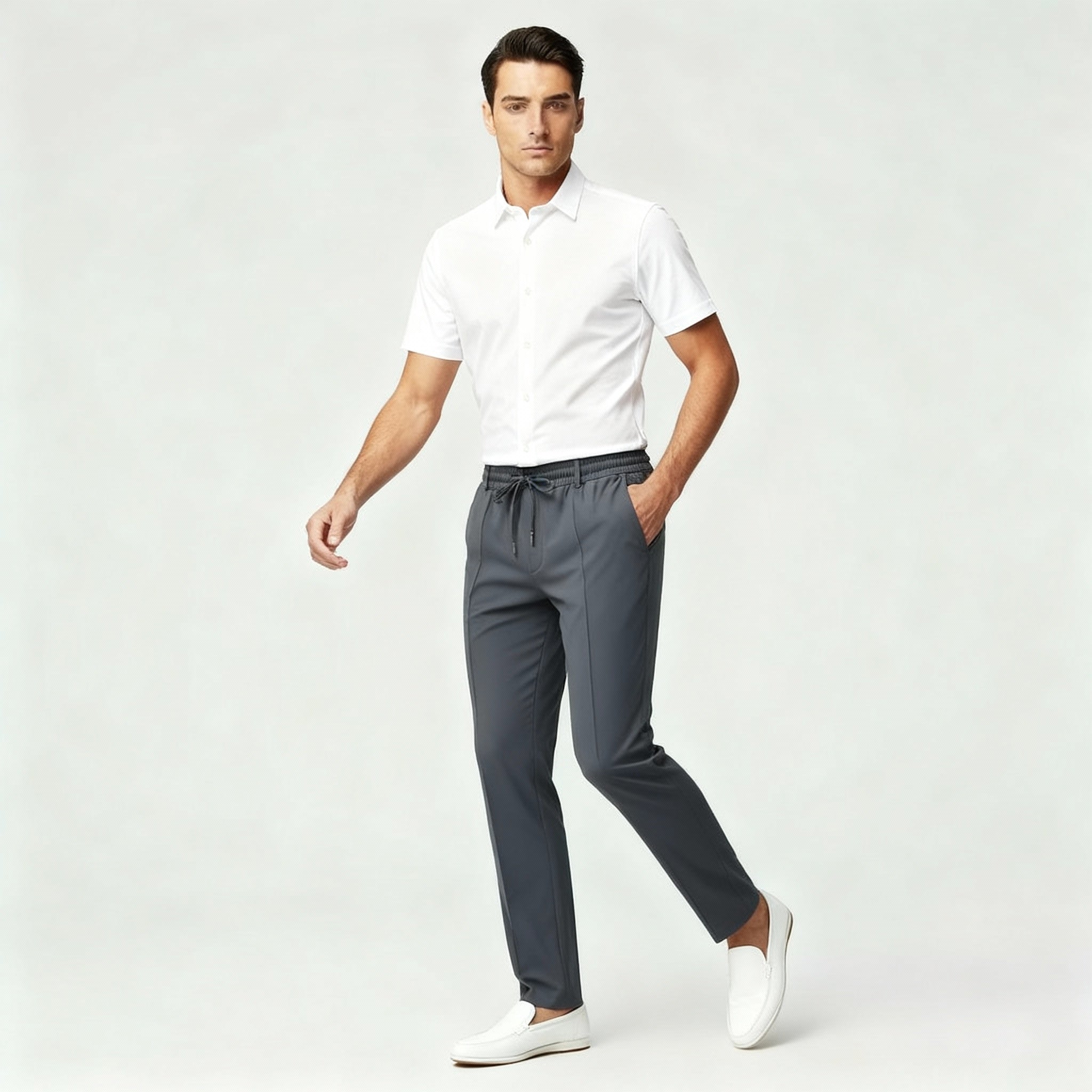 Smalle joggingbroeken – stretchbroeken voor heren met elastische tailleband en trekkoord-Boutique Moda