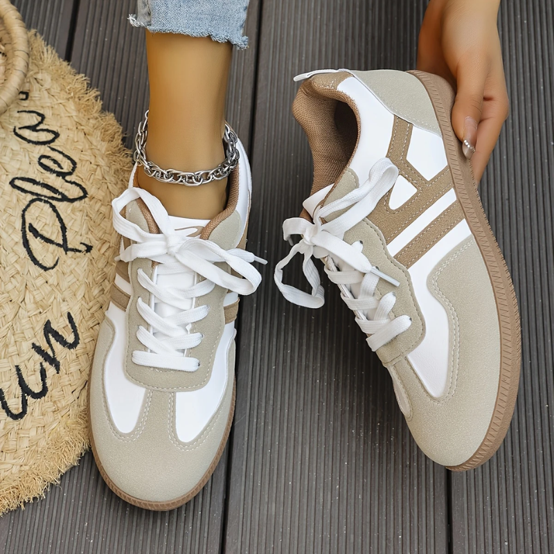 Sneakers | Beige | Veters | Casual sneakers | Damesschoenen-Boutique Moda