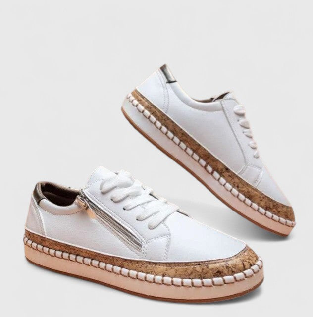 Sneakers met bloemenprint - Voor dagelijks gebruik - Dikke zool - Vetersneakers - Damesschoenen-Boutique Moda