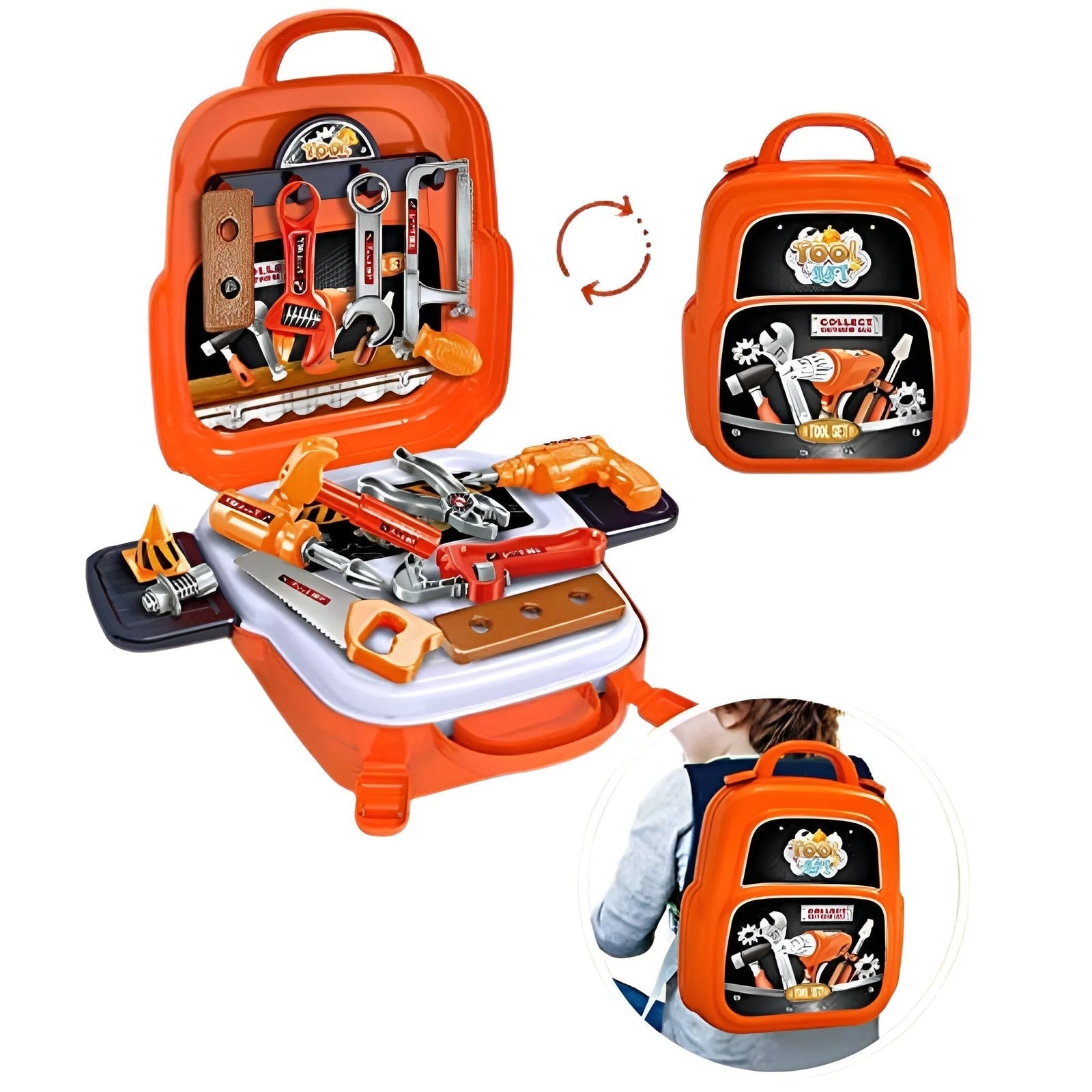 Speelgoed Gereedschap | Kinder Gereedschapskoffer | Draagbaar als Rugzak-Boutique Moda