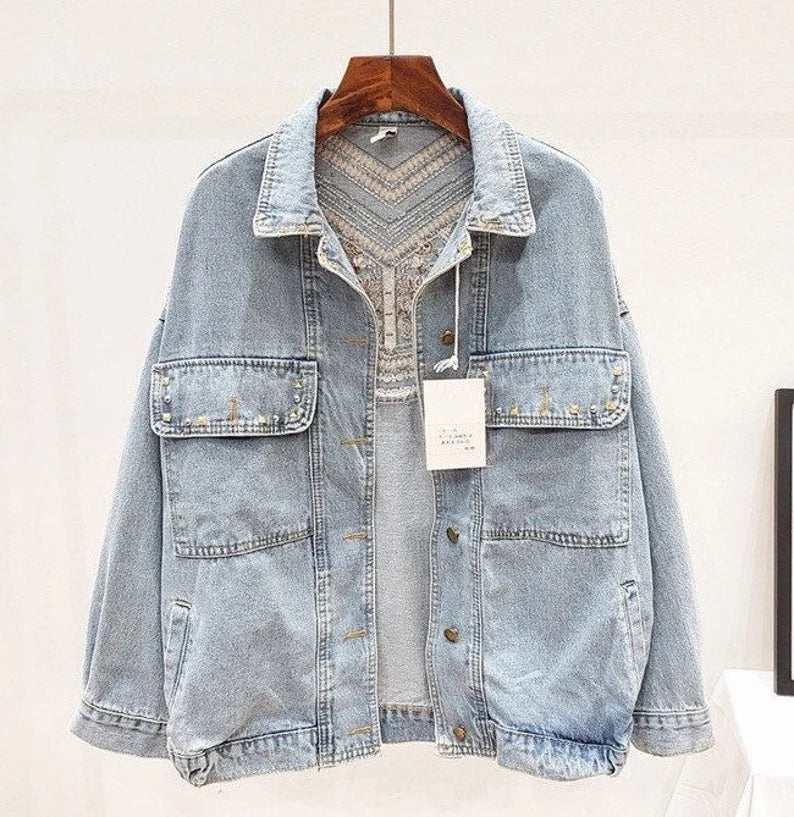Spijkerjasje | Boho | Kwastjes | Oversized spijkerjasje | Damesjassen-Boutique Moda