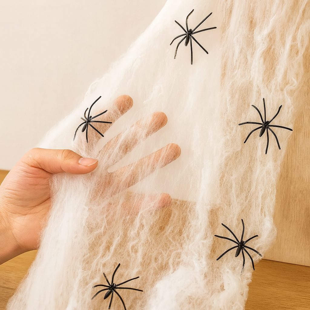 Spinnenweb met spinnen - Wit - Nepspinnenweb - Halloween-spinnenweb - Halloween-decoratie-Boutique Moda